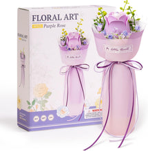 ROBOTIME Flower 3D Puzzle Model Kits Puzzles For Adults To Build Artificial Flowers For Home Bedroom Living Room Decor, Gifts For Women Valentine, Purple Rose